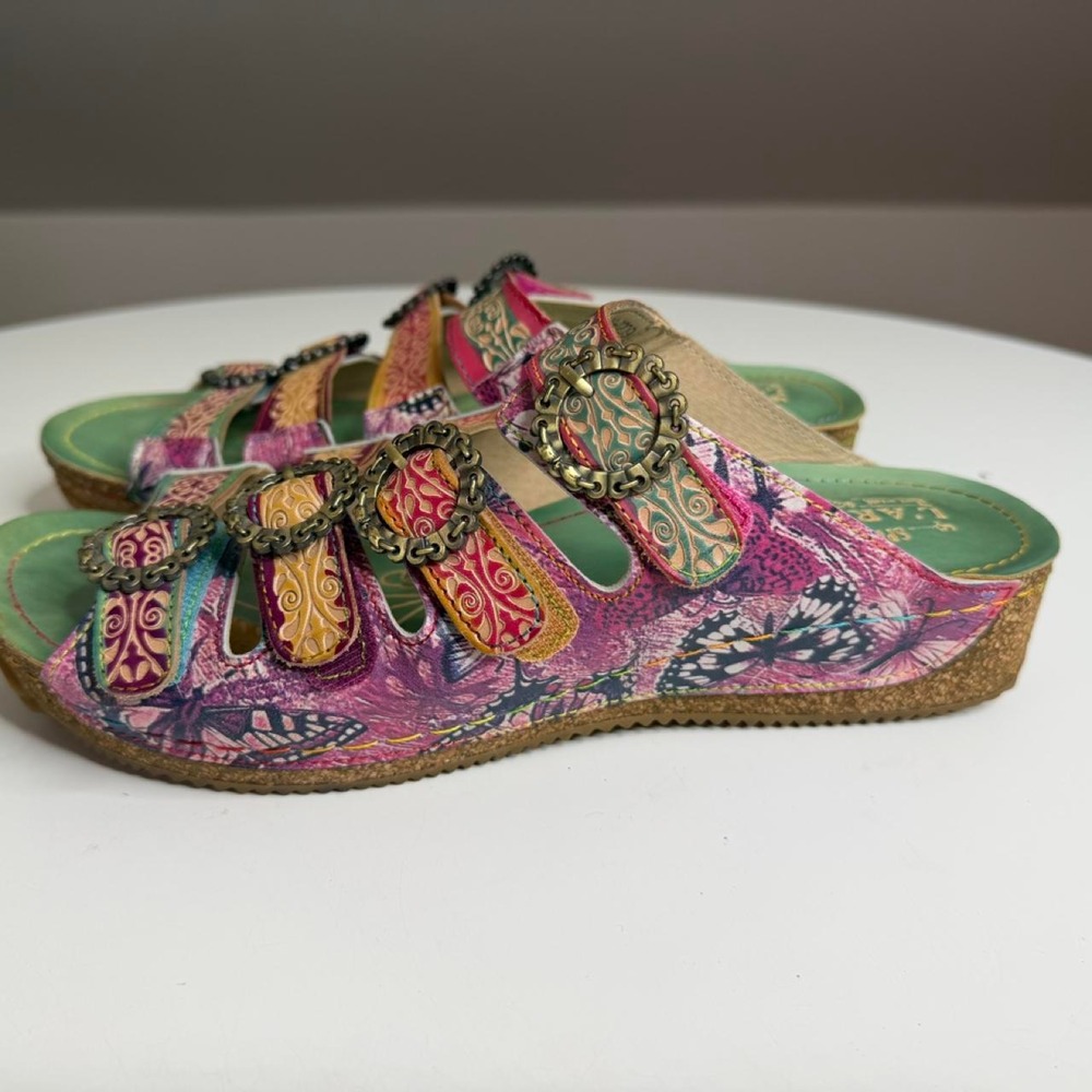 Spring Step L'Artiste Blessing Floral Leather Sandals EU 42 Artsy Boho Lagenlook - Picture 8 of 8